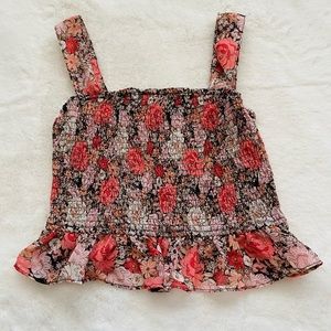 Haute Monde Vintage Floral Print Pink Crop Top Tank